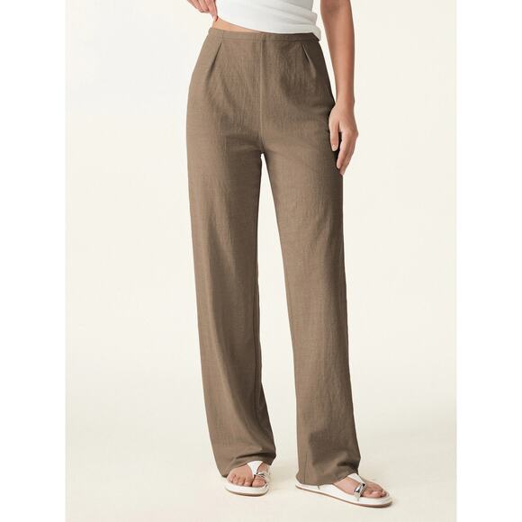 OGL Women's Wrinkle-Resistant Cotton-Linen Mid Rise Straight Leg Pant Jara L New - Picture 1 of 9